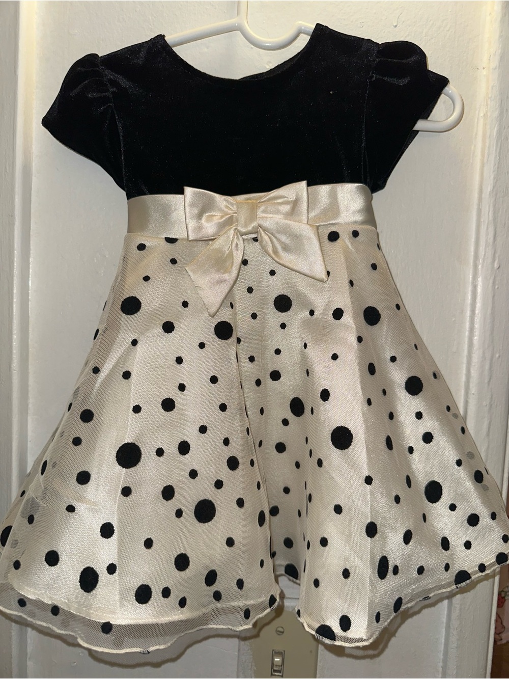 George Black and Cream Polka Dot Satin Dress